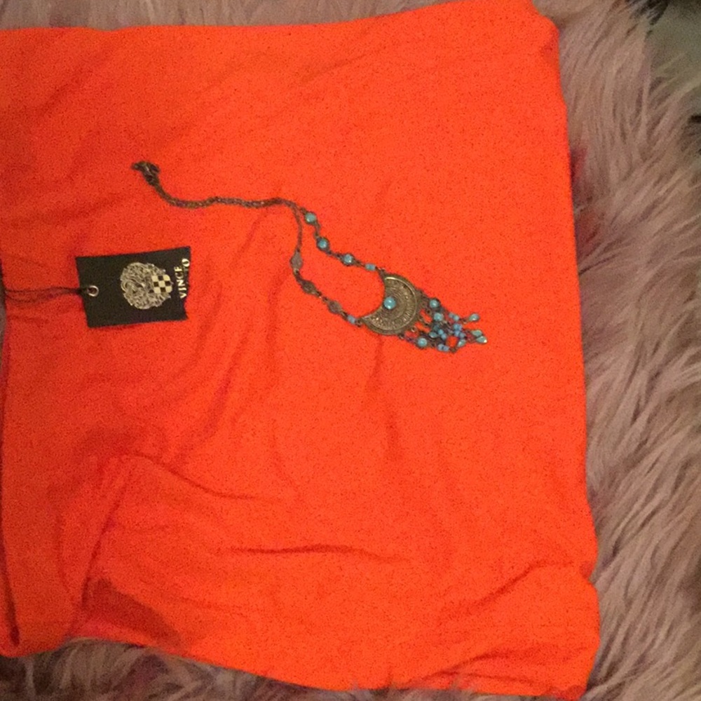 Fitted skirt & Faux turquoise necklace